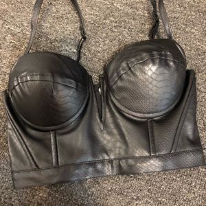 Black leather crop top